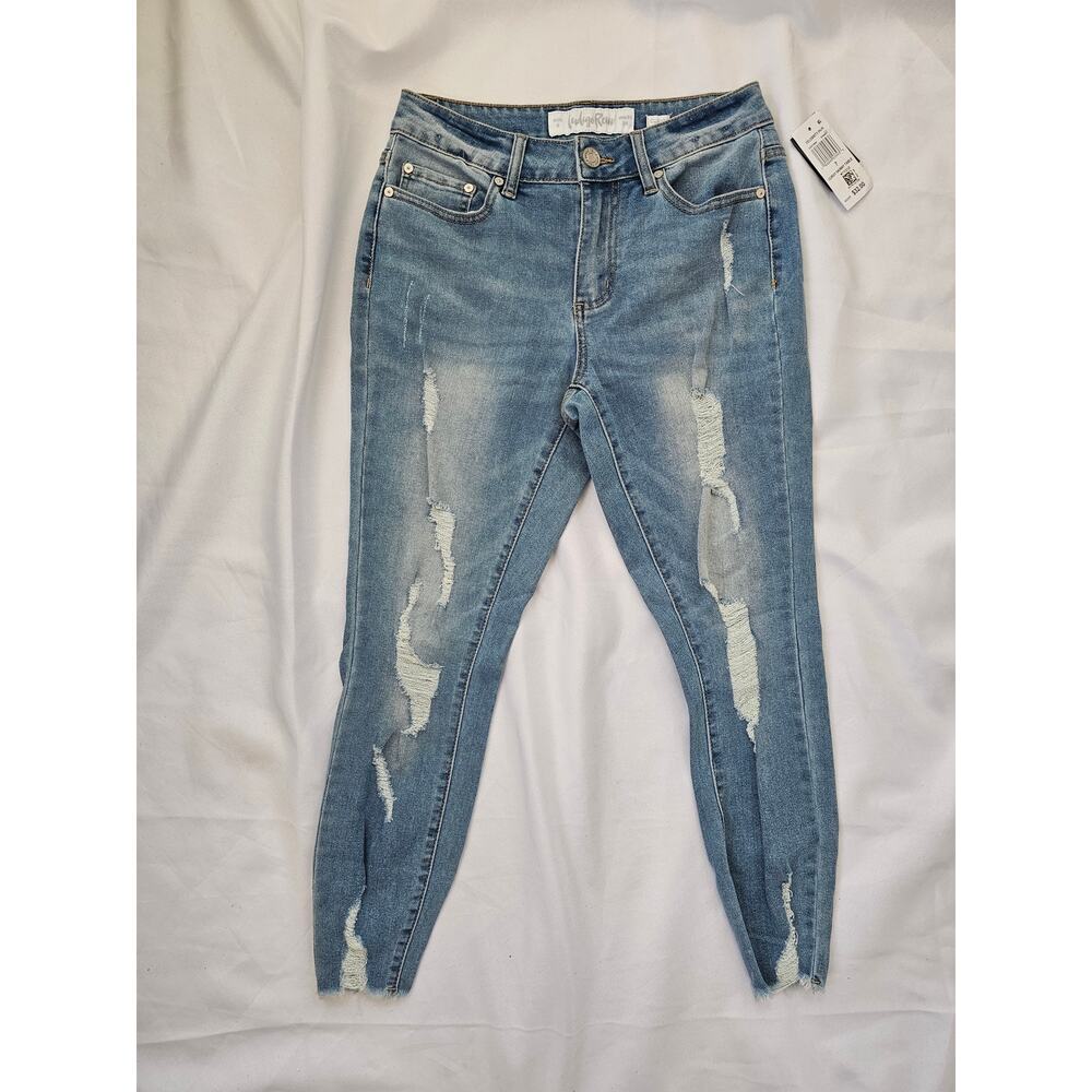 Indigo Rein Curvy Size 5 Waist 28 Blue Women's Jeans Distressed Skinny - Picture 3 of 9